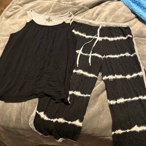 Black and Gray Tie-Dye Lounge Set